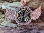 Amulett – glamour – Lakhovsky MWO – 25 mm / goldlegiert / Fassung altrose Farbe Engelsflügel – Produktansicht 1