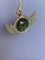 Amulett – glamour – Lakhovsky MWO – 25 mm / goldlegiert / Fassung altrose Farbe Engelsflügel – Produktansicht 1