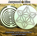 50 mm Disc – Lakhovsky MWO + Merkaba – zinnlegiert / weiß – Produktansicht 1