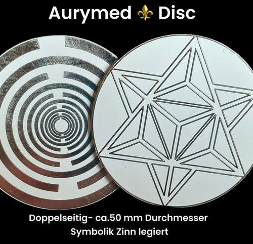 50 mm Disc – Lakhovsky MWO + Merkaba – zinnlegiert / weiß – Produktansicht 1