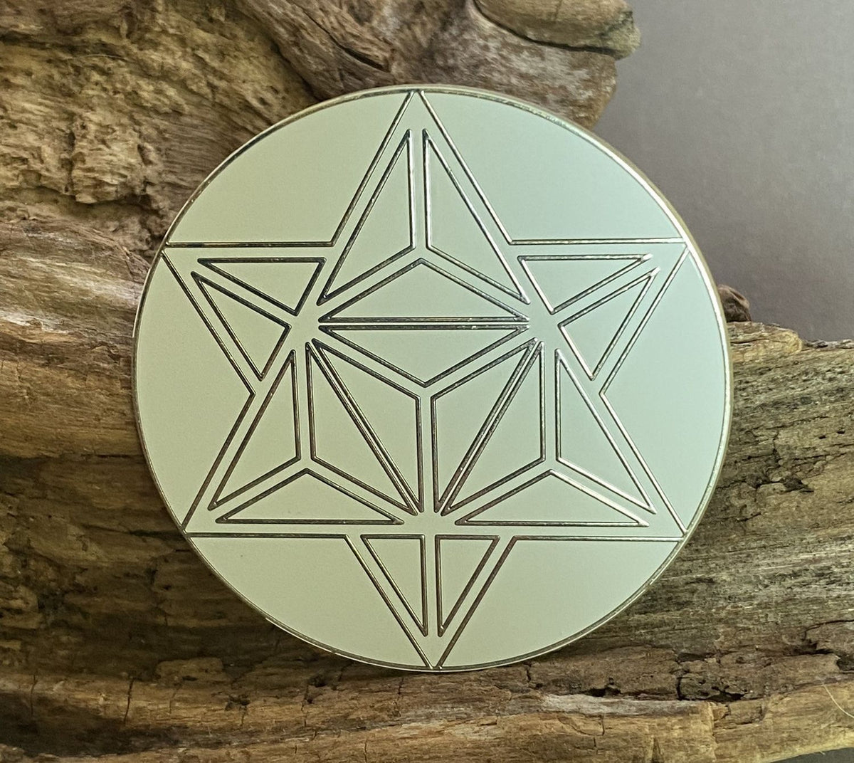 50 mm Disc – Lakhovsky MWO + Merkaba – zinnlegiert / weiß – Produktansicht 1