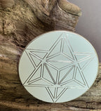 50 mm Disc – Lakhovsky MWO + Merkaba – zinnlegiert / weiß – Produktansicht 1
