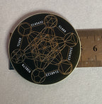 50 mm Disc – Metatron + Blume des Lebens – goldlegiert / schwarz – Produktansicht 1