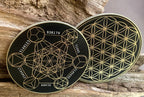 50 mm Disc – Metatron + Blume des Lebens – goldlegiert / schwarz – Produktansicht 1