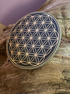 50 mm Disc – Metatron + Blume des Lebens – goldlegiert / schwarz – Produktansicht 1