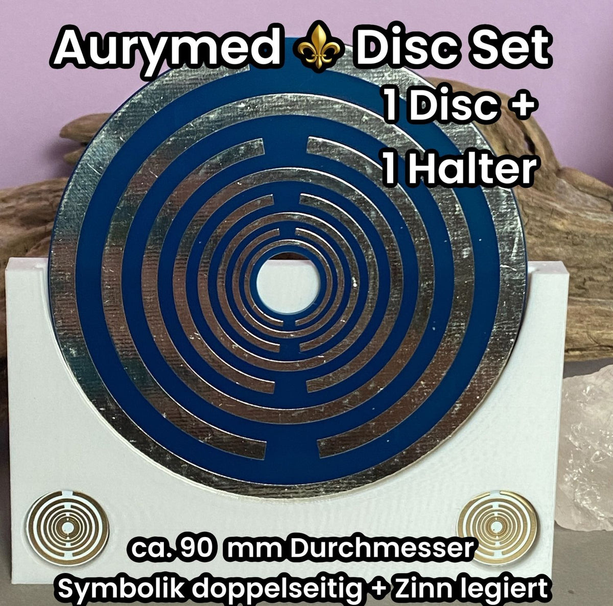 90 mm Disc – Lakhovsky MWO – 1× PLA-Halter / zinnlegiert / blau – Produktansicht 1