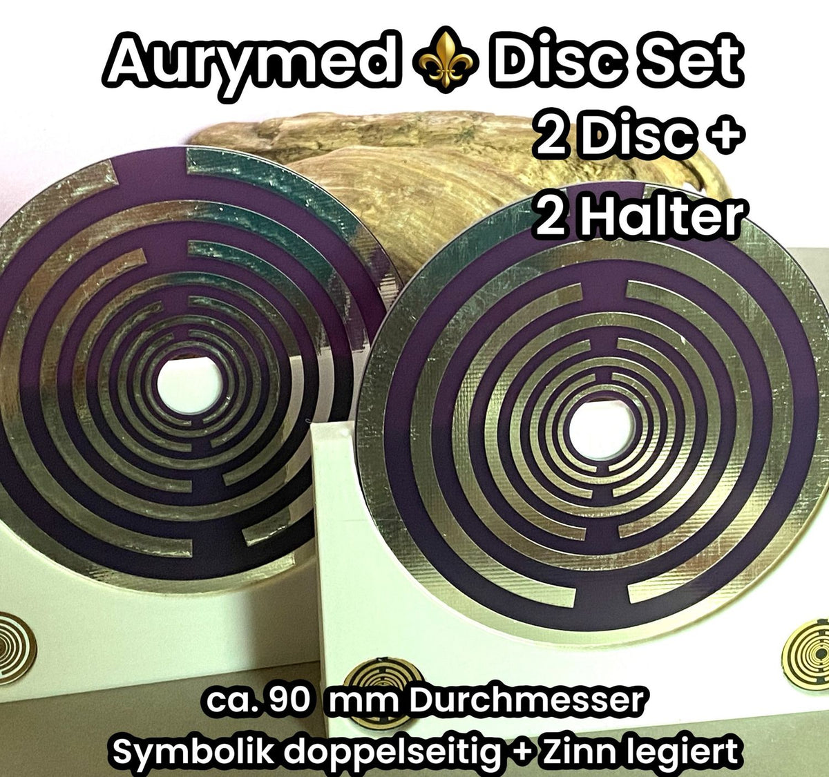 90 mm Disc 2er-Set – Lakhovsky MWO – 2× PLA-Halter / zinnlegiert / lila – Produktansicht 1