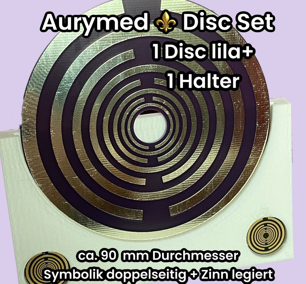 90 mm Disc – Lakhovsky MWO – 1× PLA-Halter / zinnlegiert / lila – Produktansicht 1