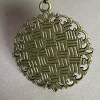 Amulett – bronzefarben, Lakhovsky MWOn Symbol, Disc in weiß 25 mm, goldlegiert, kupferunterlegt – Produktansicht 1