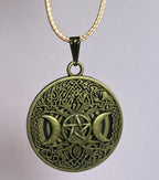 Amulett – bronzefarben, Wicca, Lakhovsky MWO, Disc in schwarz, goldlegiert, kupferunterlegt – Produktansicht 1
