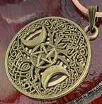 Amulett – bronzefarben, Wicca, Lakhovsky MWO, Disc in schwarz, goldlegiert, kupferunterlegt – Produktansicht 1