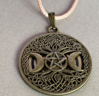 Amulett – bronzefarben, Wicca, Lakhovsky MWO, Disc in schwarz, goldlegiert, kupferunterlegt – Produktansicht 1