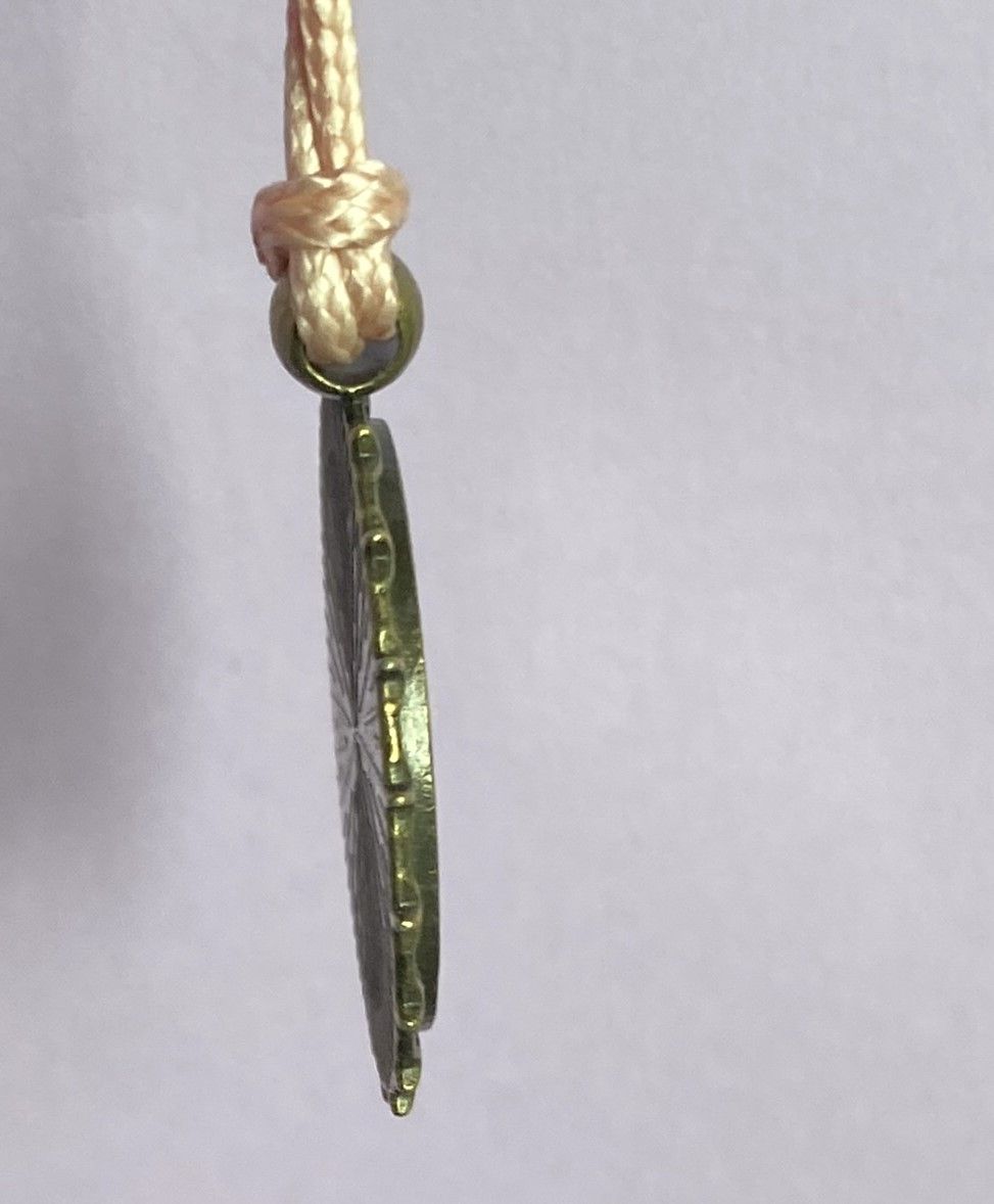 Amulett – bronzefarben, Lakhovsky MWO, Disc in schwarz, zinnlegiert, kupferunterlegt – Produktansicht 1