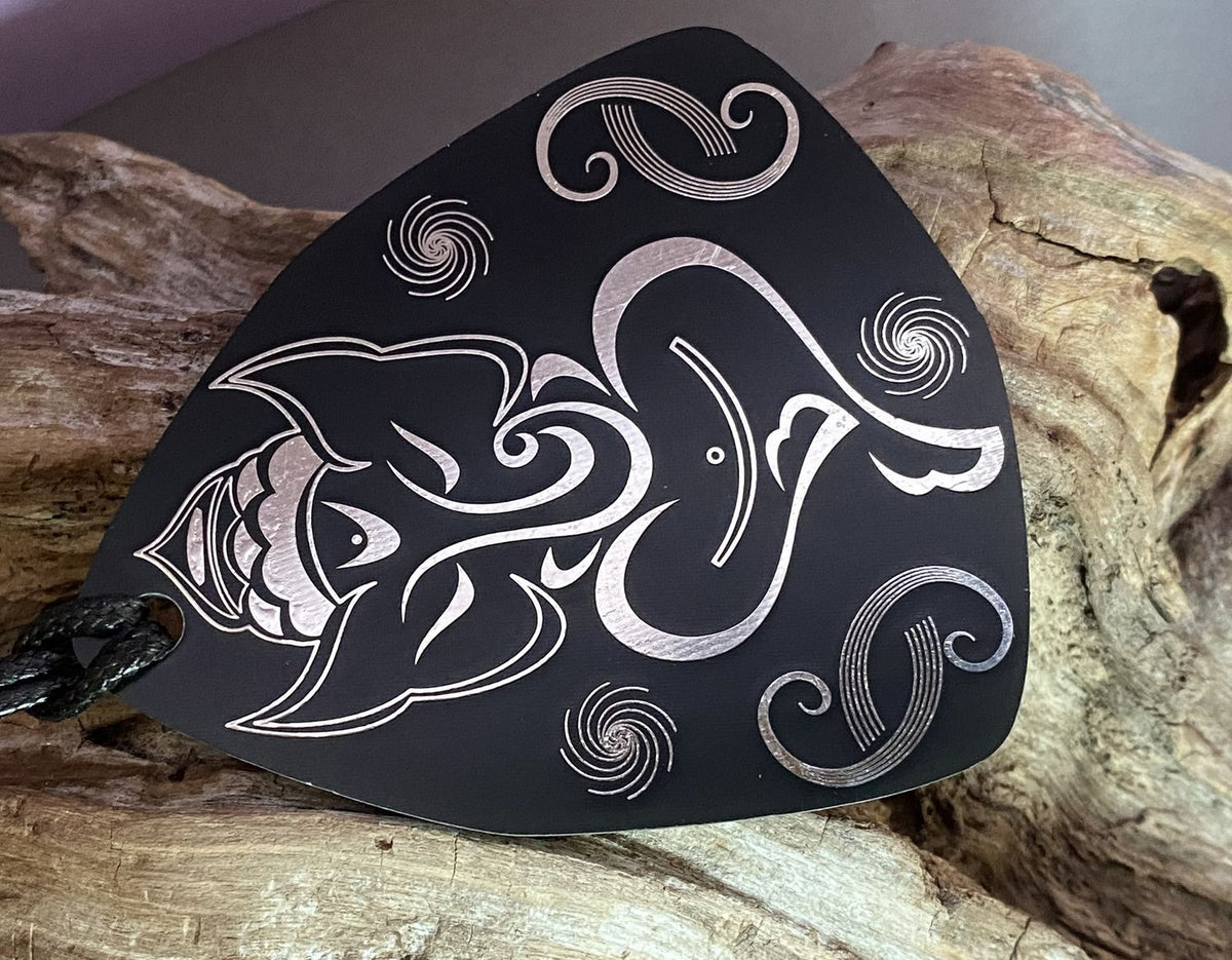 Amulett – Disc – Ganesha der Glücksbote+ die – 69 mm / zinnlegiert / schwarz – Produktansicht 1