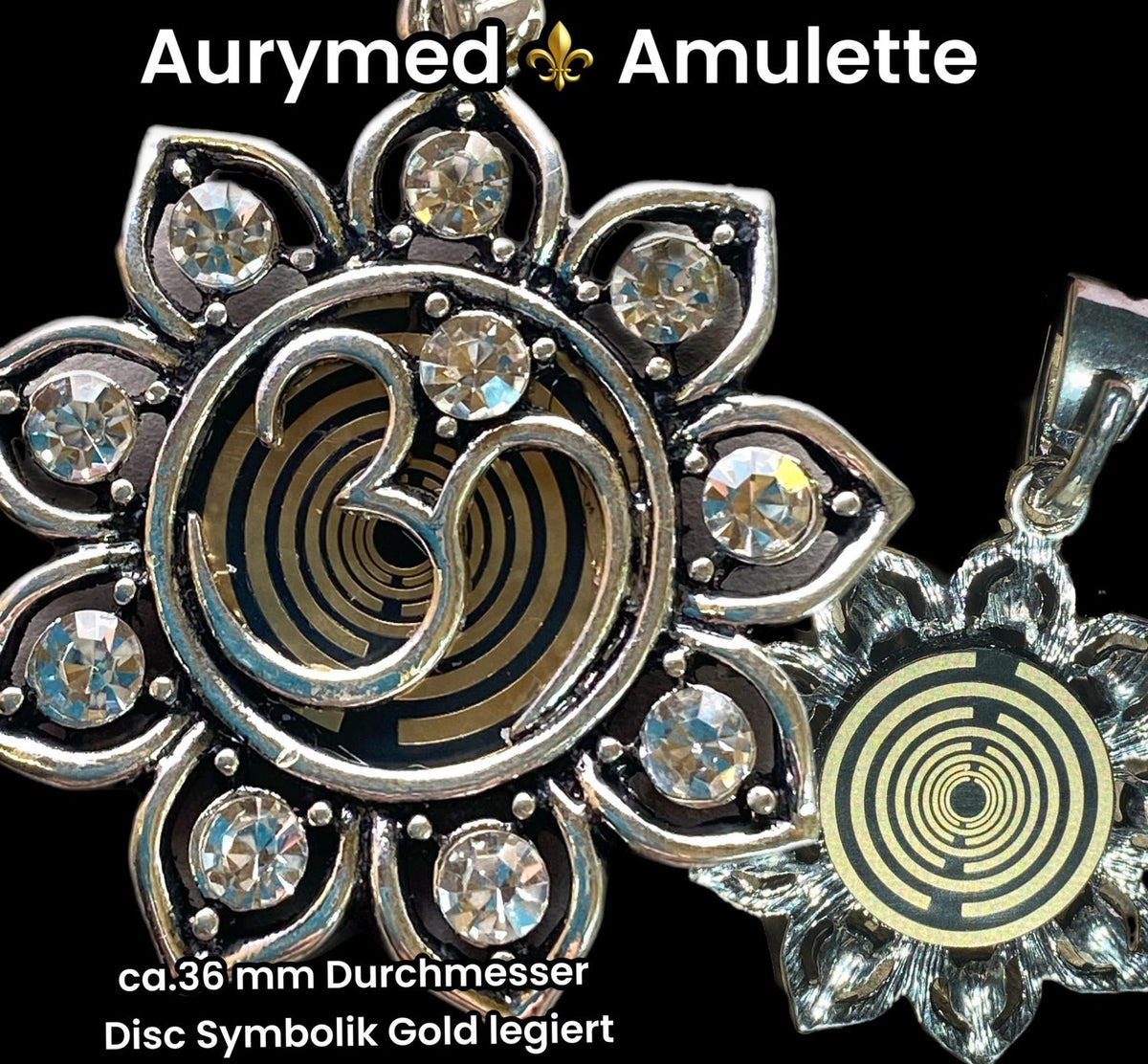 Amulett – Lotus Glitzer – Lakhovsky MWO – Lakhovsky MWO + Lotus – nachtschwarz – Produktansicht 1