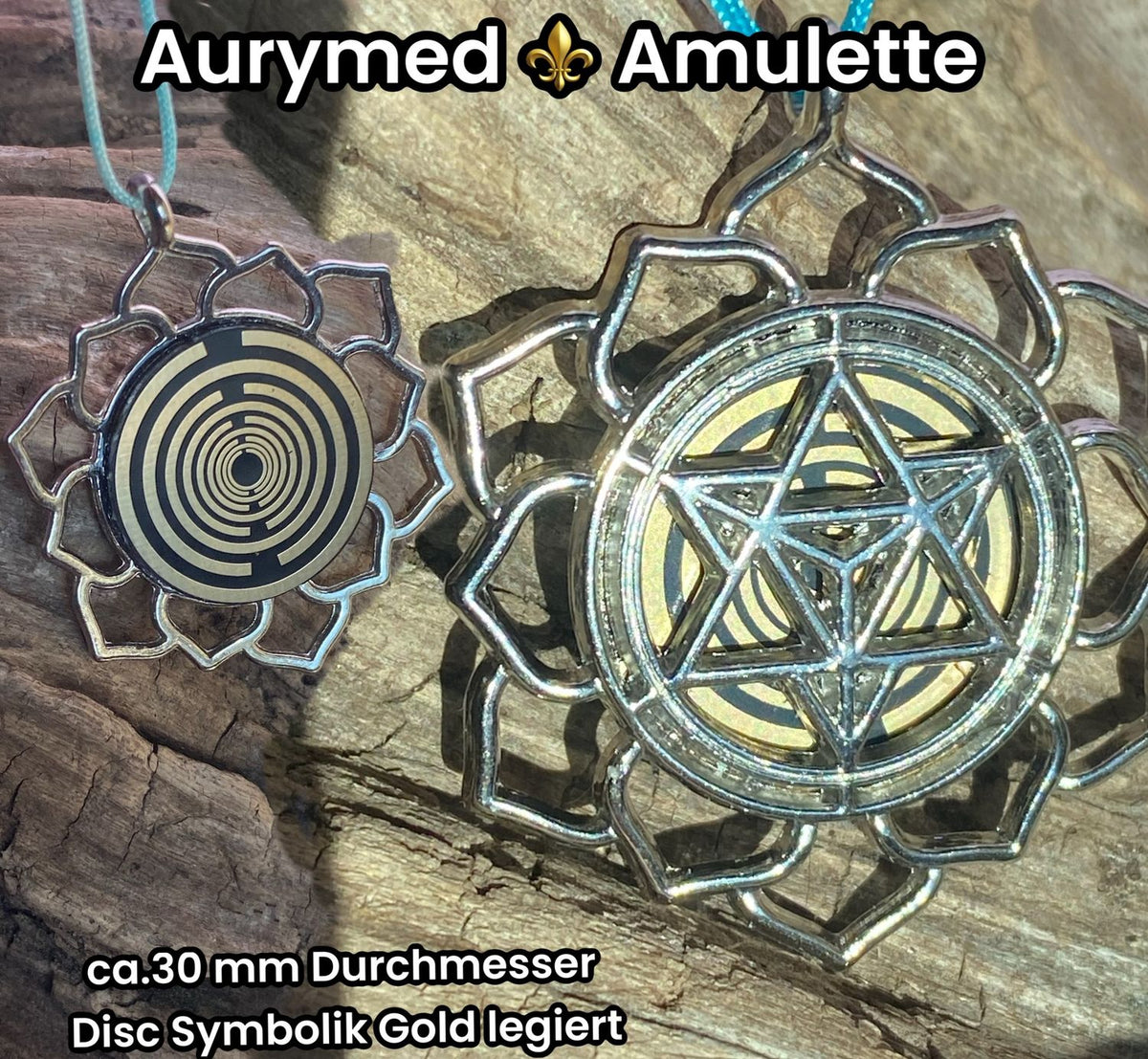 Amulett – Merkaba Kreis – Lakhovsky MWO – Lakhovsky MWO + Merkaba – nachtschwarz – Produktansicht 1