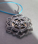 Amulett – Merkaba Kreis – Lakhovsky MWO – Lakhovsky MWO + Merkaba – nachtschwarz – Produktansicht 1