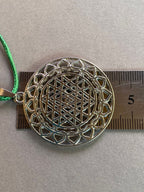 Amulett – Sri Yantra – Vector Equilibrium+ – Sri Yantra + Vector Equilibrium – nachtschwarz – Produktansicht 1