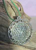 Amulett – Sri Yantra – Vector Equilibrium+ – Sri Yantra + Vector Equilibrium – nachtschwarz – Produktansicht 1