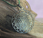 Amulett – Sri Yantra – Vector Equilibrium+ – Sri Yantra + Vector Equilibrium – nachtschwarz – Produktansicht 1