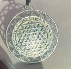 Amulett – Sri Yantra – Vector Equilibrium+ – Sri Yantra + Vector Equilibrium – nachtschwarz – Produktansicht 1