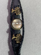 Armband-mehrsträngig, Baum des Lebens, schwarz, Symbol Lakhovsky MWO Schwingkreis Oszillator Antenne (stromlos), weiße Disc g