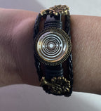 Armband-mehrsträngig, Baum des Lebens, schwarz, Symbol Lakhovsky MWO Schwingkreis Oszillator Antenne (stromlos), weiße Disc g