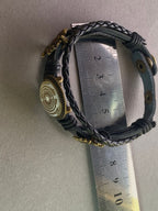 Armband-mehrsträngig, Baum des Lebens, schwarz, Symbol Lakhovsky MWO Schwingkreis Oszillator Antenne (stromlos), weiße Disc g