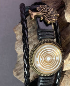 Armband-mehrsträngig, Baum des Lebens, schwarz, Symbol Lakhovsky MWO Schwingkreis Oszillator Antenne (stromlos), weiße Disc g
