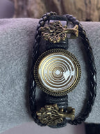 Armband-mehrsträngig, Baum des Lebens, schwarz, Symbol Lakhovsky MWO Schwingkreis Oszillator Antenne (stromlos), weiße Disc g