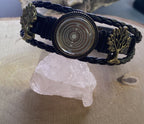 Armband-mehrsträngig, Baum des Lebens, schwarz, Symbol Lakhovsky MWO Schwingkreis Oszillator Antenne (stromlos), weiße Disc g