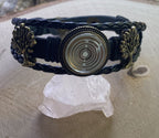 Armband-mehrsträngig, Baum des Lebens, schwarz, Symbol Lakhovsky MWO Schwingkreis Oszillator Antenne (stromlos), weiße Disc g