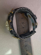 Armband-mehrsträngig, Baum des Lebens, schwarz, Symbol Lakhovsky MWO Schwingkreis Oszillator Antenne (stromlos), weiße Disc g