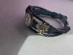 Armband-mehrsträngig, Baum des Lebens, schwarz, Symbol Lakhovsky MWO Schwingkreis Oszillator Antenne (stromlos), weiße Disc g
