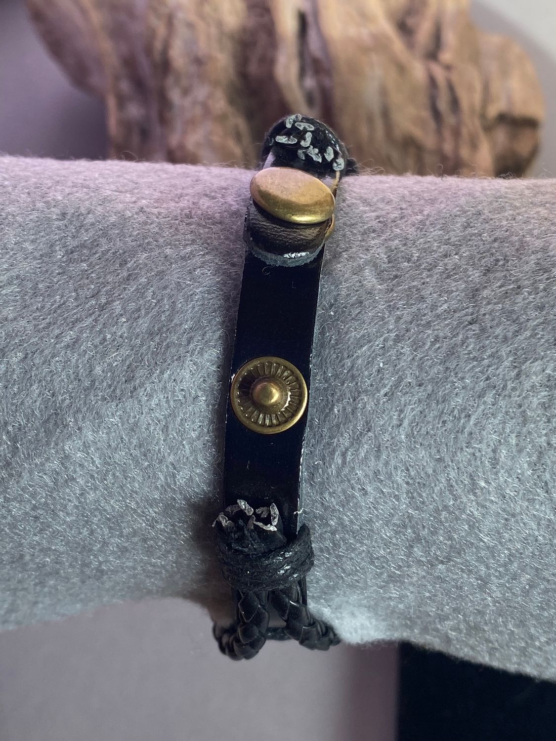 Armband-mehrsträngig, Baum des Lebens, schwarz, Symbol Lakhovsky MWO Schwingkreis Oszillator Antenne (stromlos), weiße Disc g