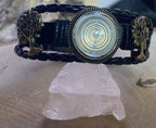 Armband-mehrsträngig, Baum des Lebens, schwarz, Symbol Lakhovsky MWO Schwingkreis Oszillator Antenne (stromlos), weiße Disc g