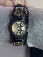 Armband-mehrsträngig, Baum des Lebens, schwarz, Symbol Lakhovsky MWO Schwingkreis Oszillator Antenne (stromlos), weiße Disc g