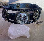 Armband-mehrsträngig, Baum des Lebens, schwarz, Symbol Lakhovsky MWO Schwingkreis Oszillator Antenne (stromlos), weiße Disc g