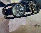 Armband-mehrsträngig, Baum des Lebens, schwarz, Symbol Lakhovsky MWO Schwingkreis Oszillator Antenne (stromlos), weiße Disc g