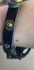 Armband-mehrsträngig, Baum des Lebens, schwarz, Symbol Lakhovsky MWO Schwingkreis Oszillator Antenne (stromlos), weiße Disc g