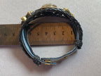 Armband-mehrsträngig, Seestern, schwarz, Symbol Lakhovsky MWO Schwingkreis Oszillator Antenne (stromlos), schwarze Disc gold legiert + Kupfer unterlegt ca. 18 mm hinter Glas, Druckknopf Verschluss