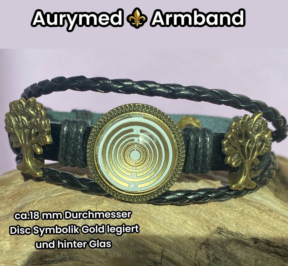 Armband-mehrsträngig, Baum des Lebens, schwarz, Symbol Lakhovsky MWO Schwingkreis Oszillator Antenne (stromlos), weiße Disc g