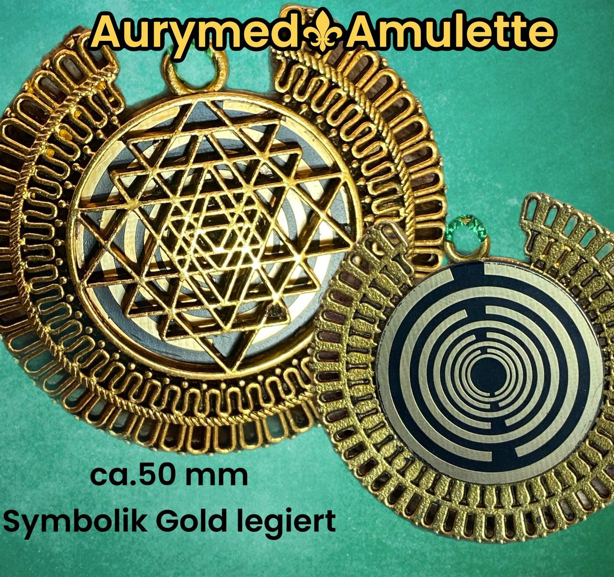 Amulett – bronzefarben, Sri Yantra – Lakhovsky MWO – Produktansicht 1