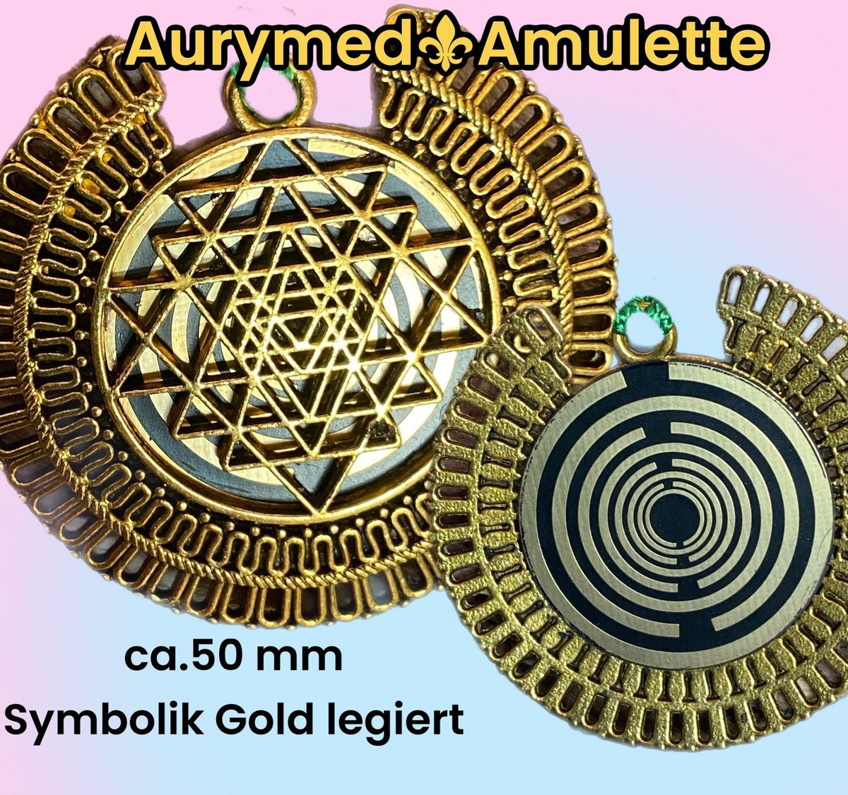 Amulett – bronzefarben, Sri Yantra – Lakhovsky MWO – Produktansicht 1