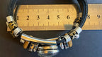 Armband-mehrsträngig, schwarz ,mit 2x Wechseldruckknopf,Symbol Lakhovsky MWO Schwingkreis Oszillator Antenne (stromlos), Wechsel Disc ca. 18 mm hinter Glas,