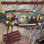 Armband-mehrsträngig, schwarz ,mit 2x Wechseldruckknopf,Symbol Lakhovsky MWO Schwingkreis Oszillator Antenne (stromlos), Wechsel Disc ca. 18 mm hinter Glas,