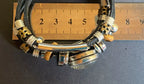 Armband-mehrsträngig, schwarz ,mit 2x Wechseldruckknopf,Symbol Lakhovsky MWO Schwingkreis Oszillator Antenne (stromlos), Wechsel Disc ca. 18 mm hinter Glas,