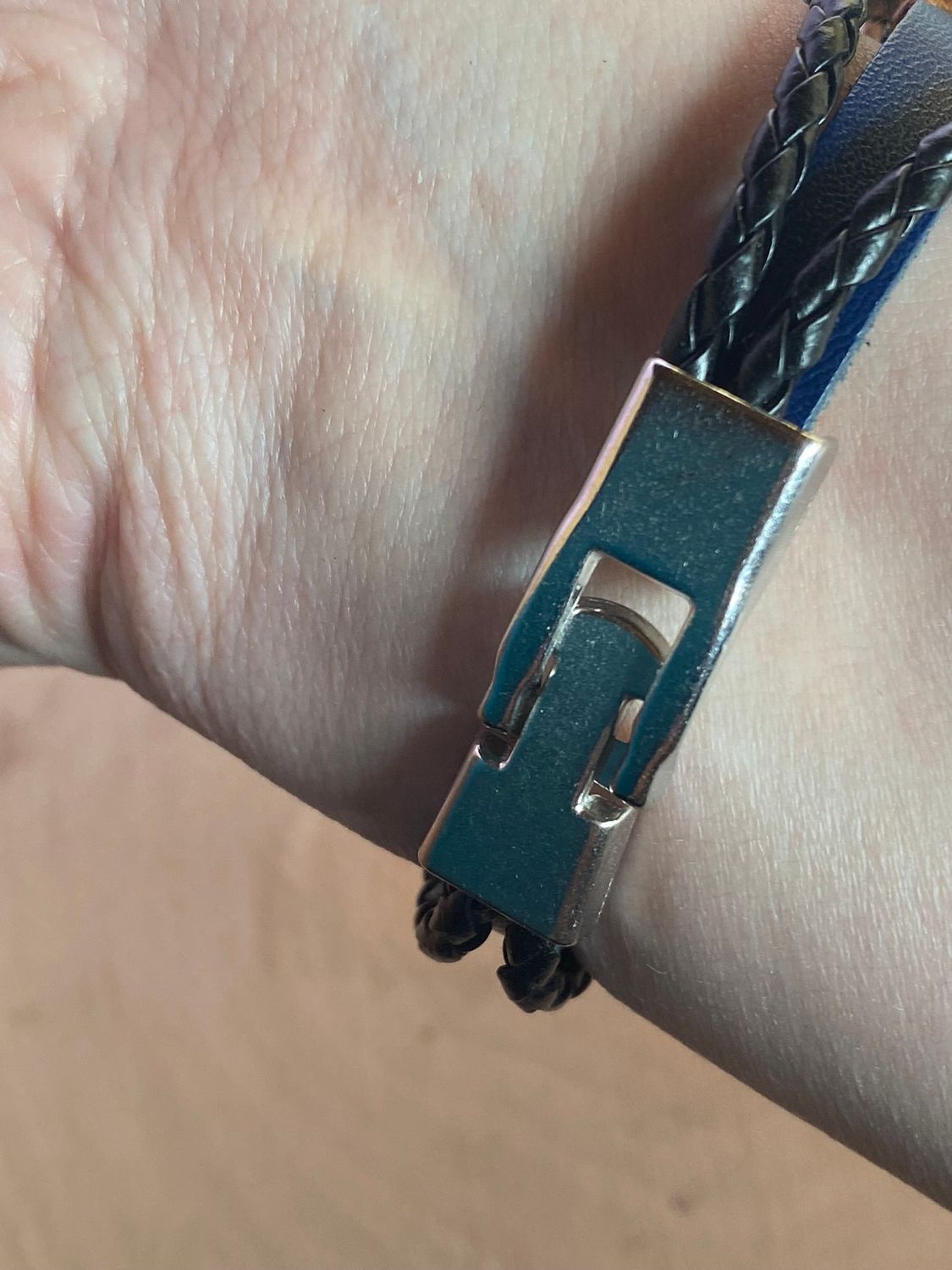 Armband-mehrsträngig, Baum des Lebens, blau, Symbol Lakhovsky MWO Schwingkreis Oszillator Antenne (stromlos), weiße Disc gold legiert + Kupfer unterlegt ca. 18 mm hinter Glas, Einhak Verschluss