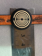 Armband - Feder, braun eingearbeitete Lakhovsky MWO Schwingkreis Oszillator Antenne (stromlos), Disc gold legiert + Kupfer unterlegt ca. 18 mm
