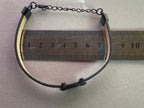 Armband - Feder, braun eingearbeitete Lakhovsky MWO Schwingkreis Oszillator Antenne (stromlos), Disc gold legiert + Kupfer unterlegt ca. 18 mm